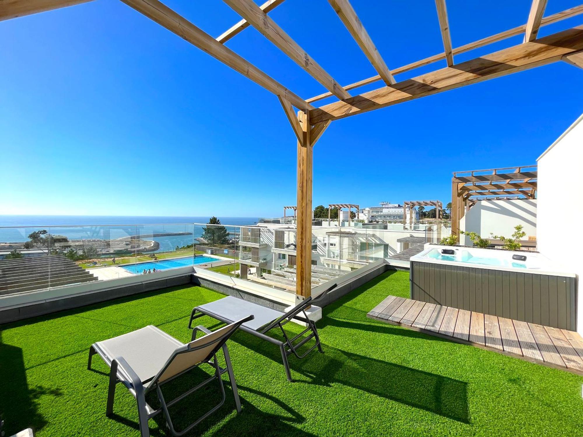 Mar A Vista - Condominium With Pool, Gym And Sea Views Nazaré Camera foto